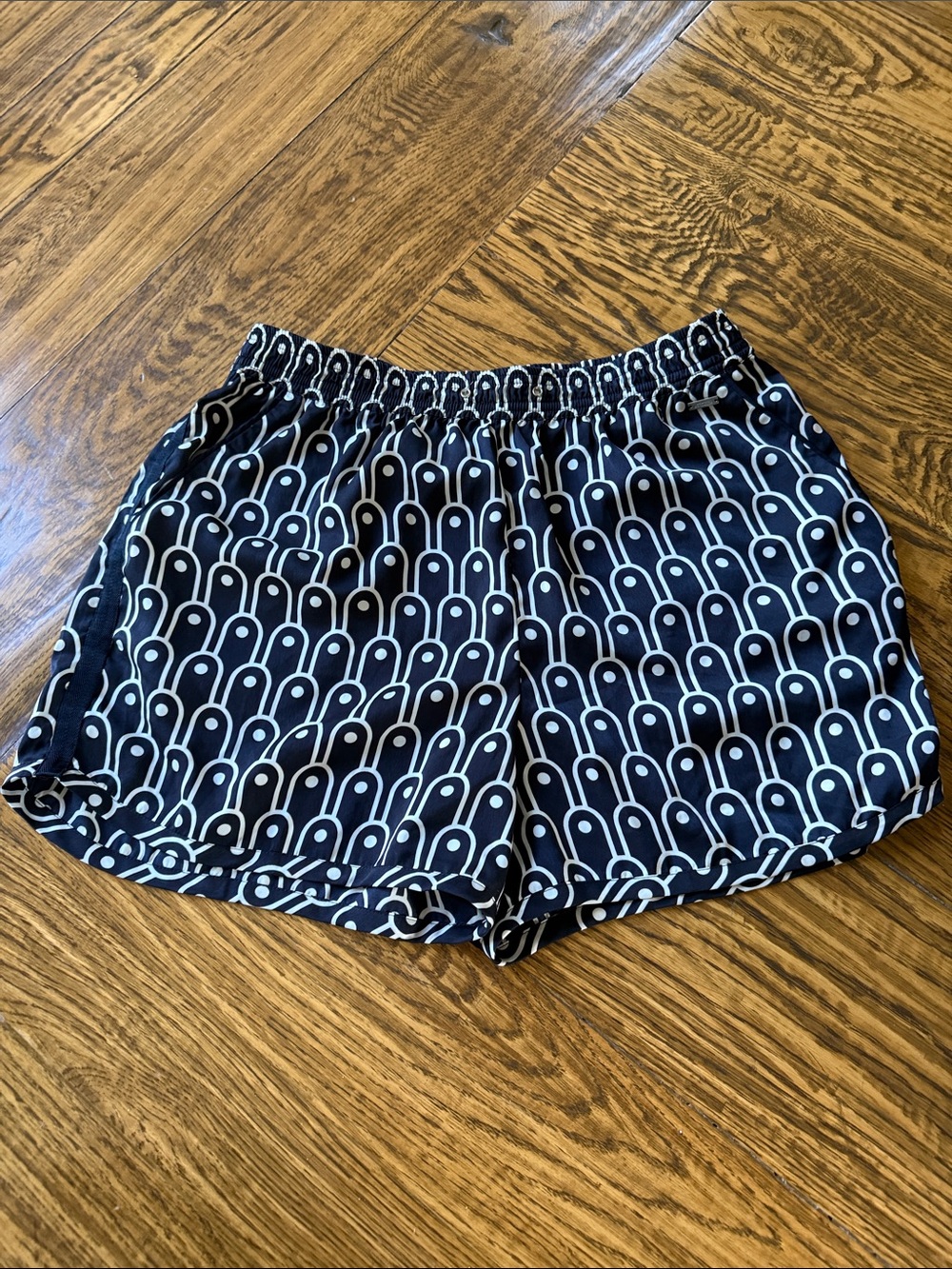 Armani Exchange Navy and White Geometric Athletic Shorts